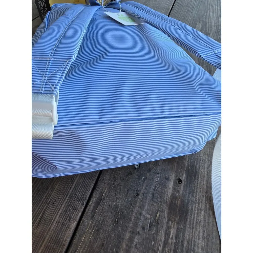 NEW Apple of my Isla Striped Blue backpack wipeable/ drink holder